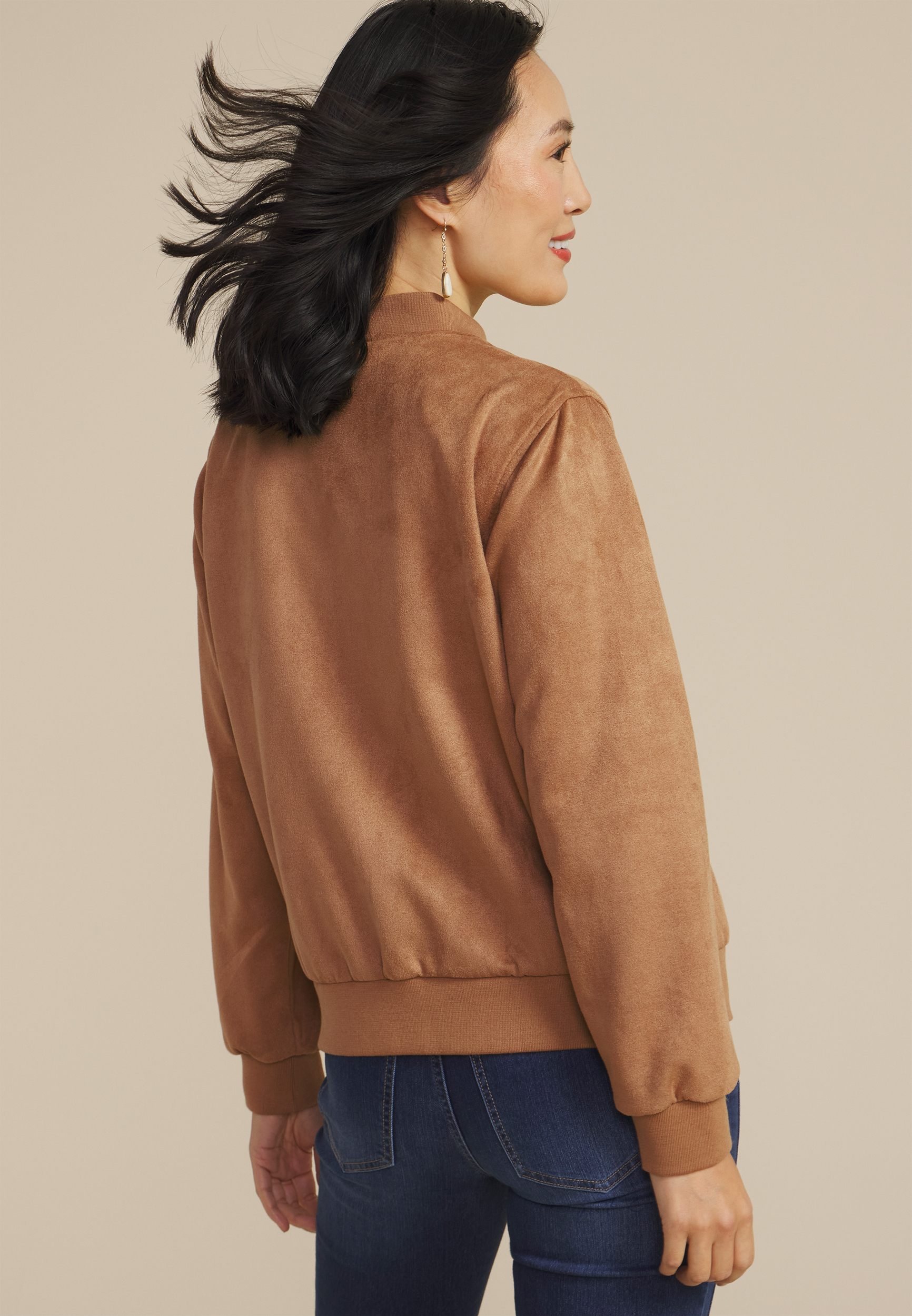 Tan Suede Bomber Jacket, C210, large