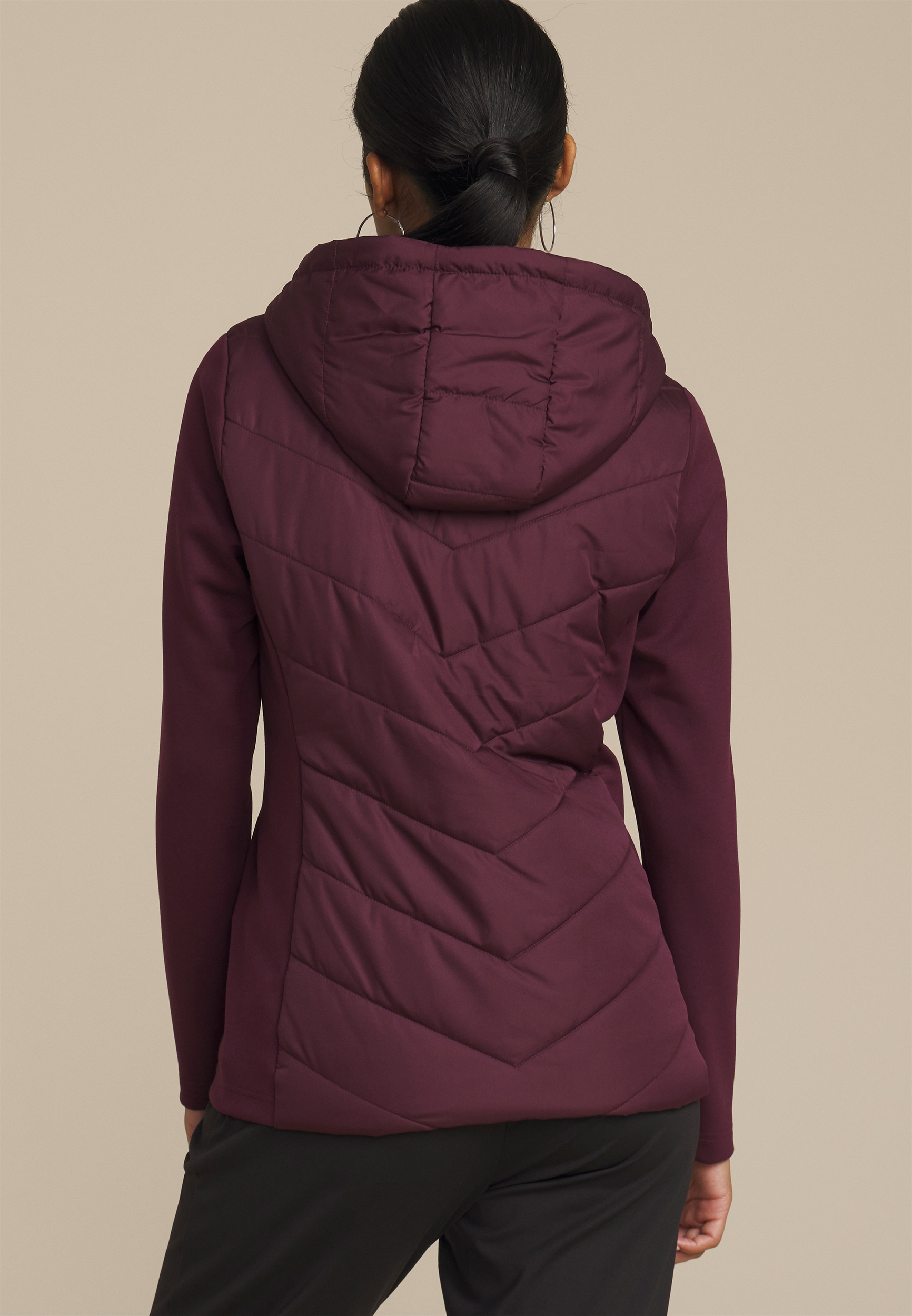 Quilted Knit Hooded Jacket, C8177, large