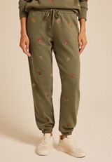Olive Leaf Embroidered Joggers, C186, small