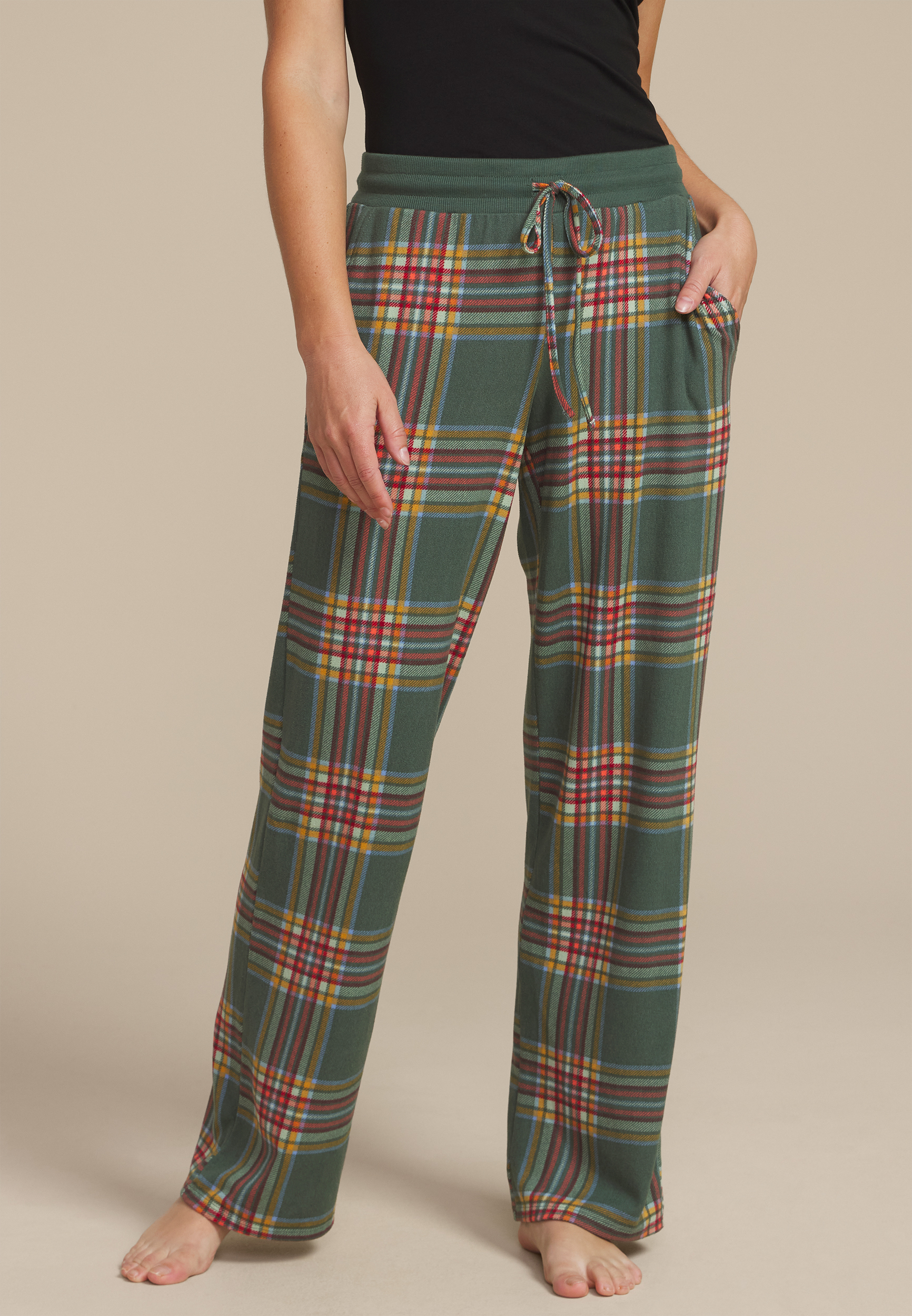 Hacci Plaid Wide Leg Pajama Pants