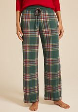 Hacci Plaid Wide Leg Pajama Pants, C8125, small