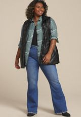 Plus Size Plaid Boyfriend High Low Button Down Shirt, C8125, small