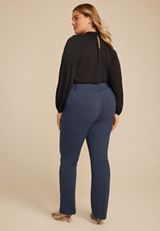 Plus Size Faux Denim Bengaline Mid Rise Bootcut Pant, C1187, small