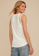 Studded Embellished Shoulder Tank Top, C4673, small