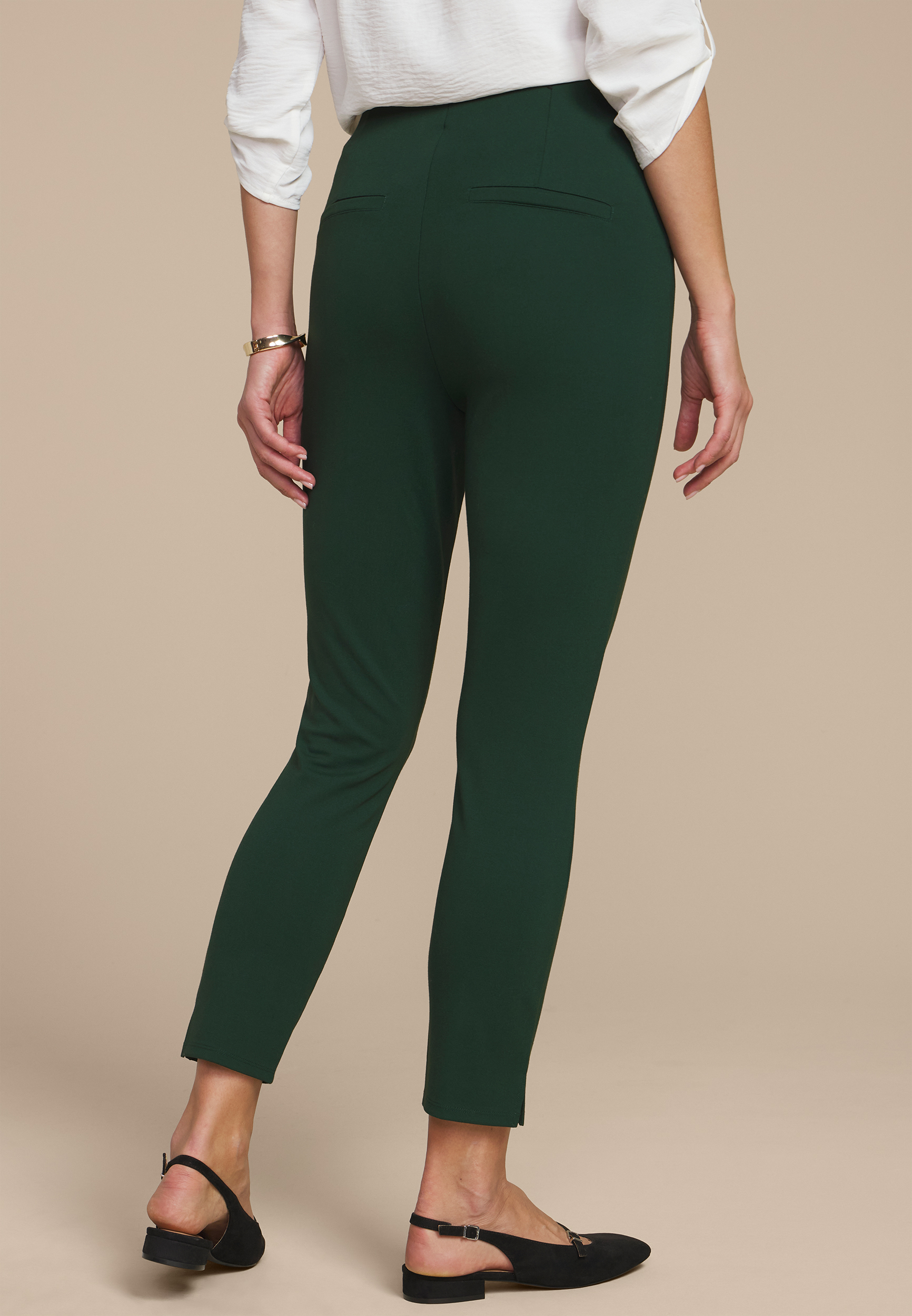 Gold Buckle Ponte Pull On Skinny Pant, MYRTL GREEN, large