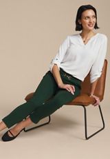 Gold Buckle Ponte Pull On Skinny Pant, MYRTL GREEN, small