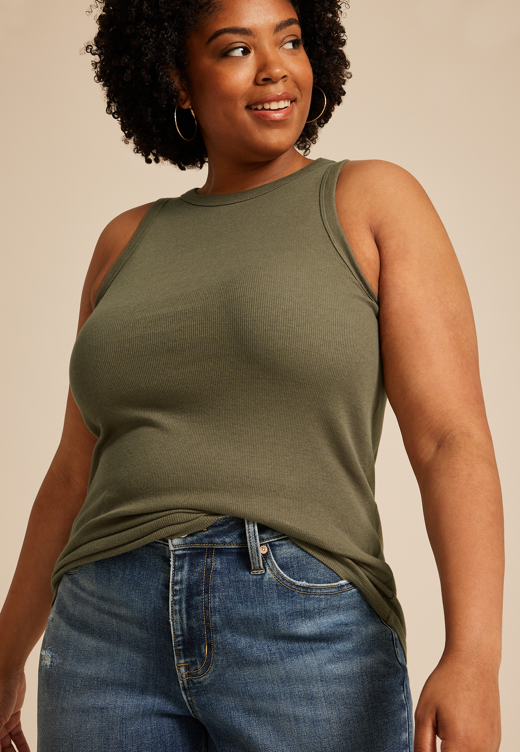 Plus Size 24/7 Baby Ribbed Highline Tank Top