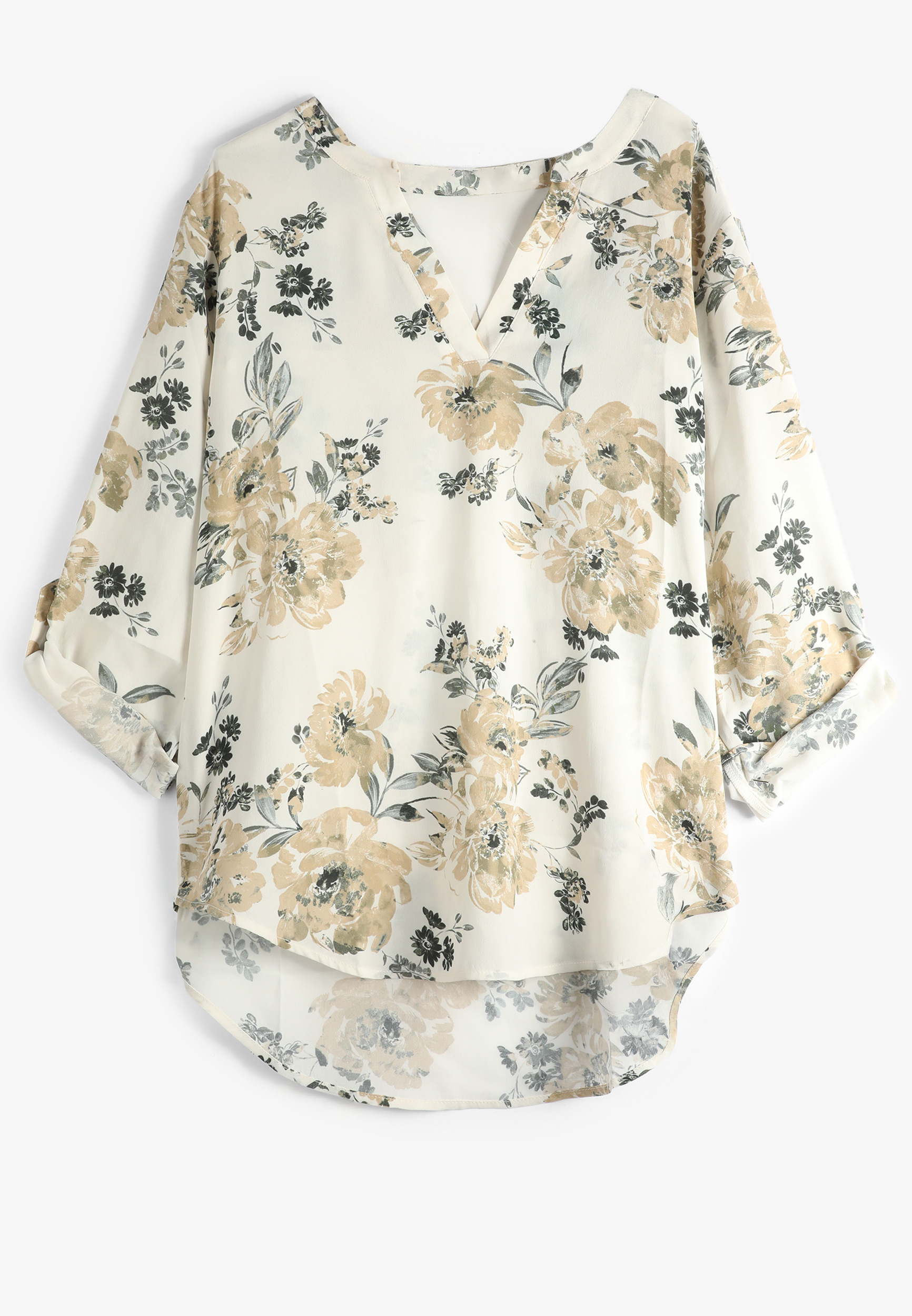 Atwood Floral 3/4 Sleeve Popover Blouse