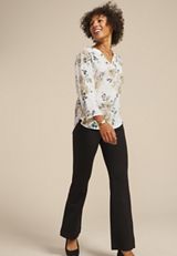 Atwood Floral 3/4 Sleeve Popover Blouse, KHAKI COMBO, small