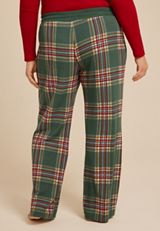 Plus Size Hacci Plaid Wide Leg Pajama Pants, C8125, small