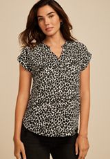 Leopard Dolman Short Sleeve Blouse, C1756, small
