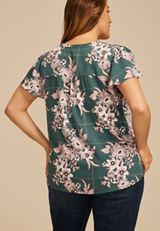 Plus Size Atwood Floral Smocked Shoulder Flutter Sleeve Blouse, C8125, small