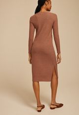 24/7 Ribbed Long Sleeve Midi Dress, , small