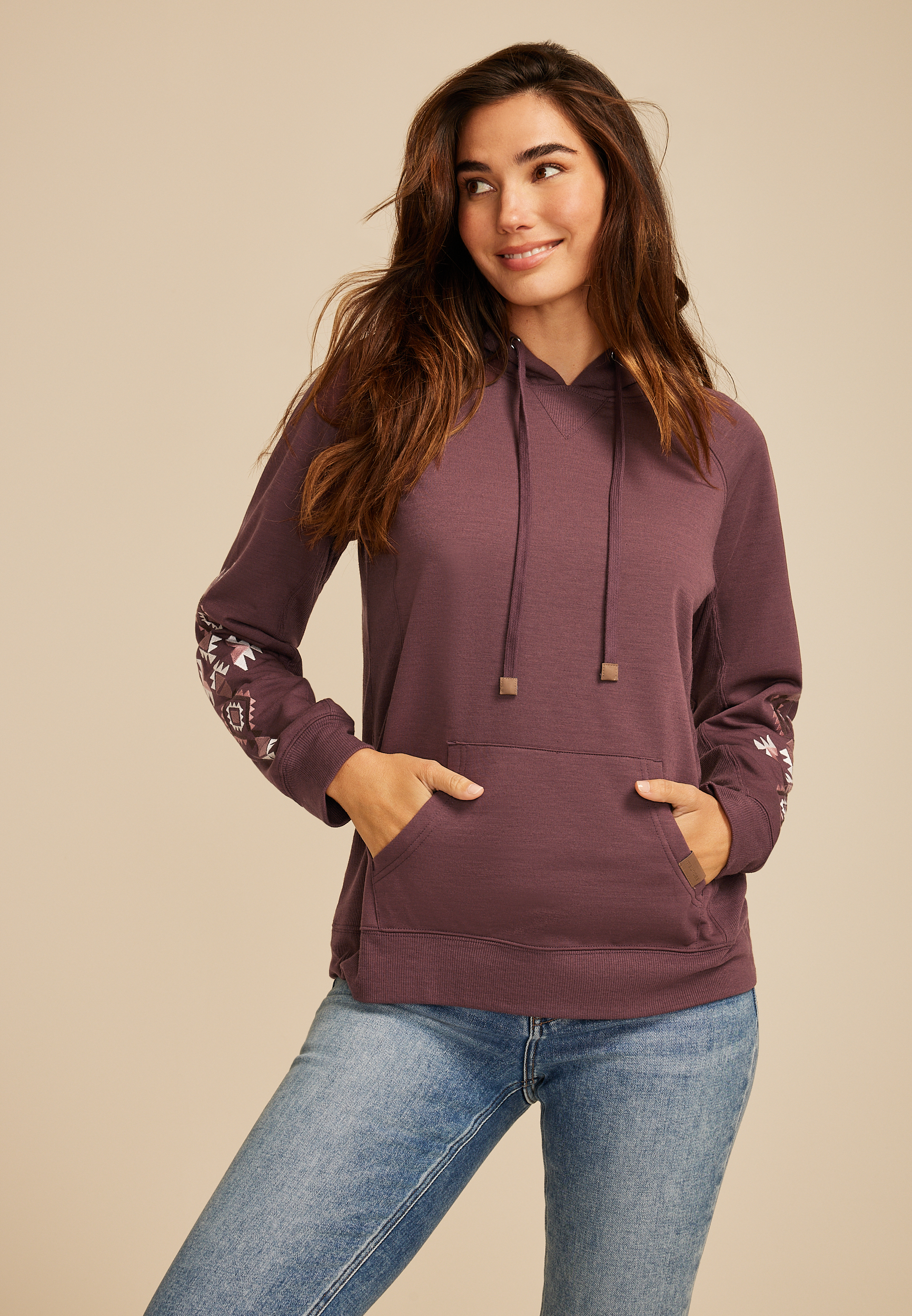 Embroidered Sleeve Relaxed Fit Sweatshirt