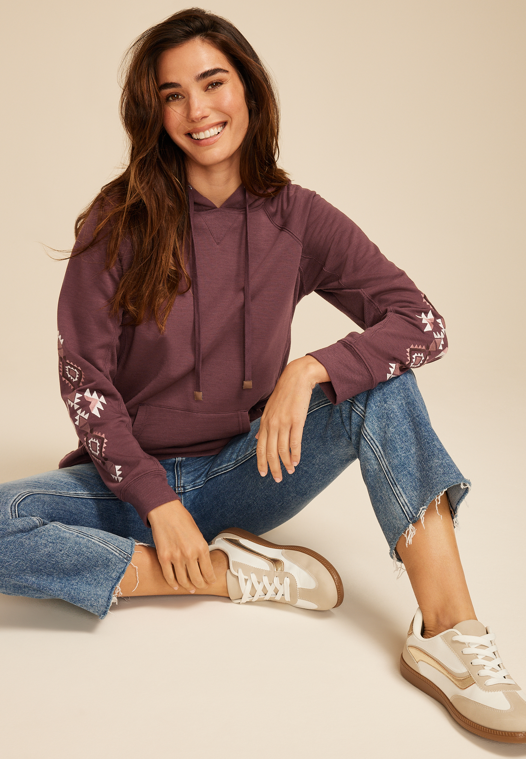 Homeward Embroidered Sleeve Hoodie, C7176, large