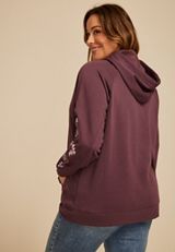 Plus Size Homeward Embroidered Sleeve Hoodie, C7176, small