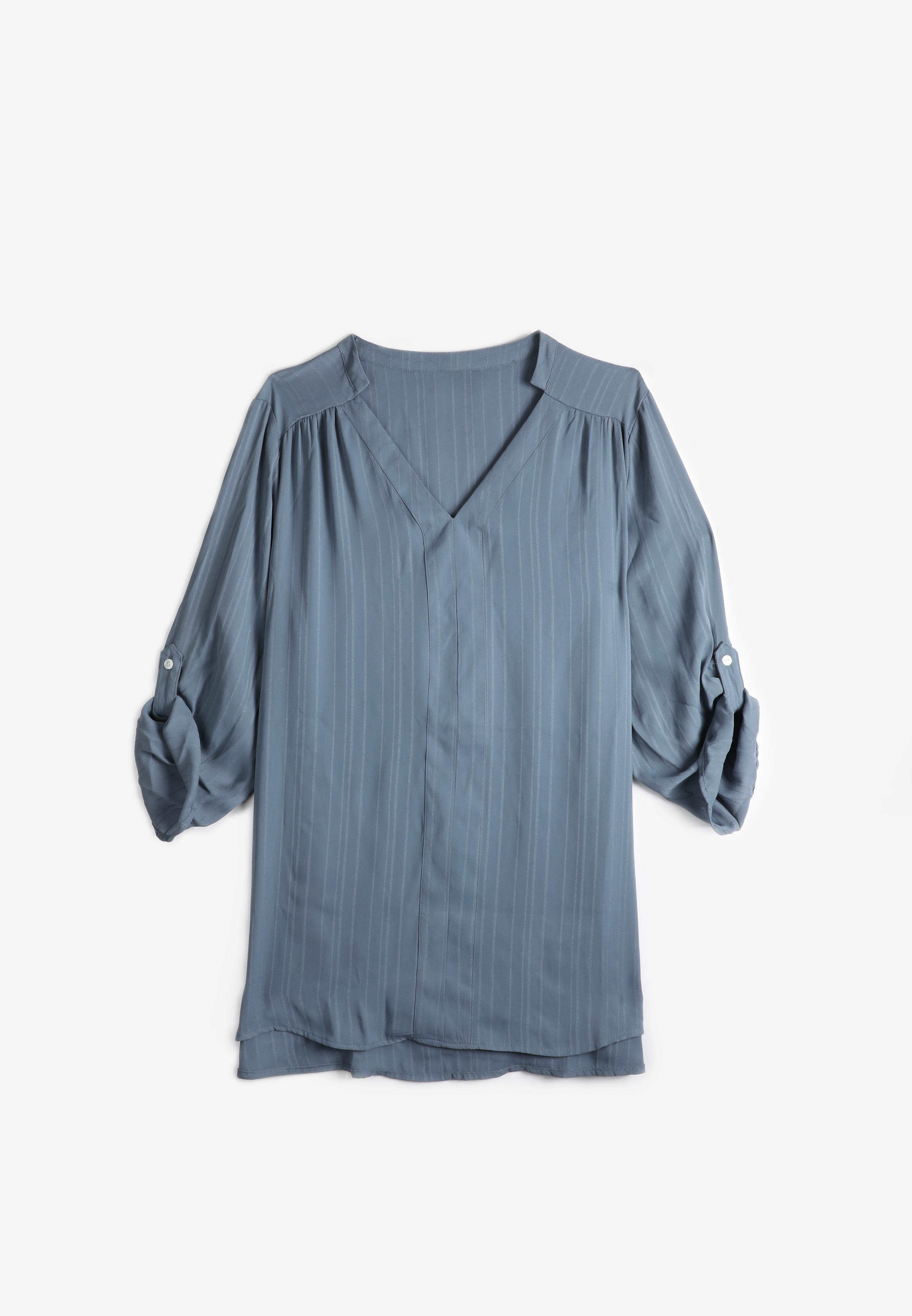 Plus Size Striped 3/4 Sleeve Tunic Blouse