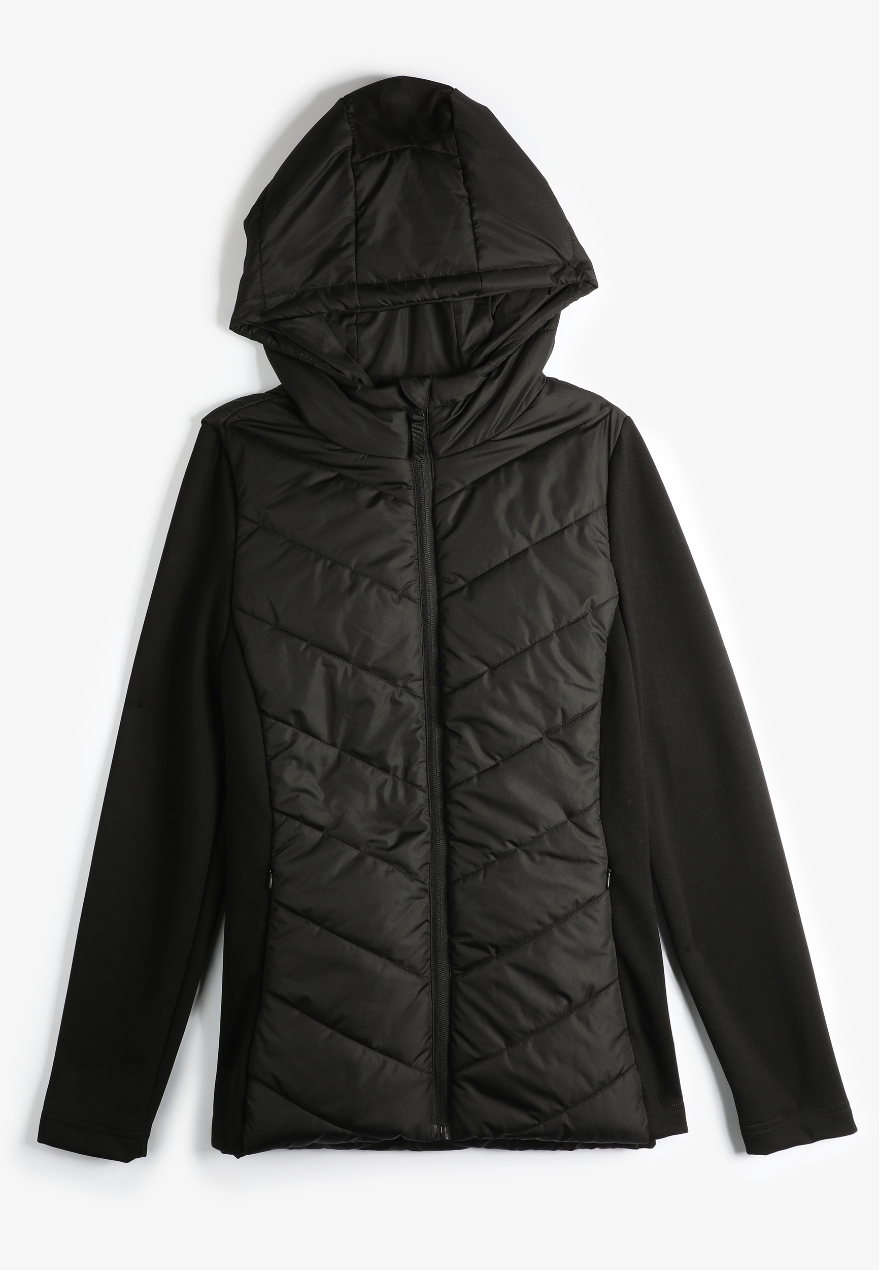 Plus Size Quilted Knit Hooded Jacket
