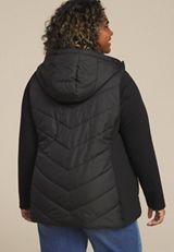 Plus Size Quilted Knit Hooded Jacket, C106, small