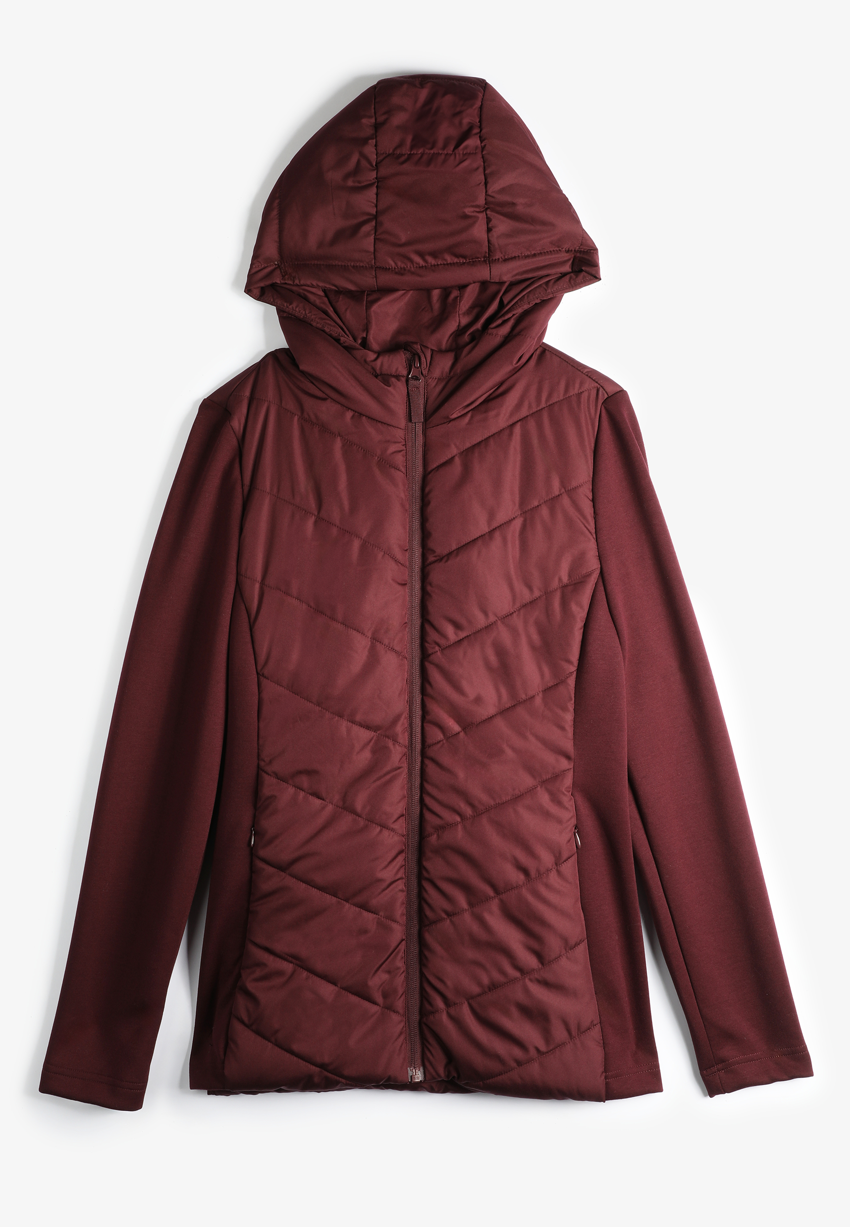 Plus Size Quilted Knit Hooded Jacket