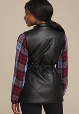 Faux Leather Quilted Vest, , small