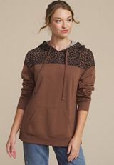 Homeward Leopard Print Hoodie, COCOA BROWN, small