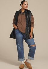 Plus Size Homeward Leopard Print Hoodie, COCOA BROWN, small