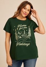 Plus Size Home For The Holidays Classic Fit Graphic Tee, , small