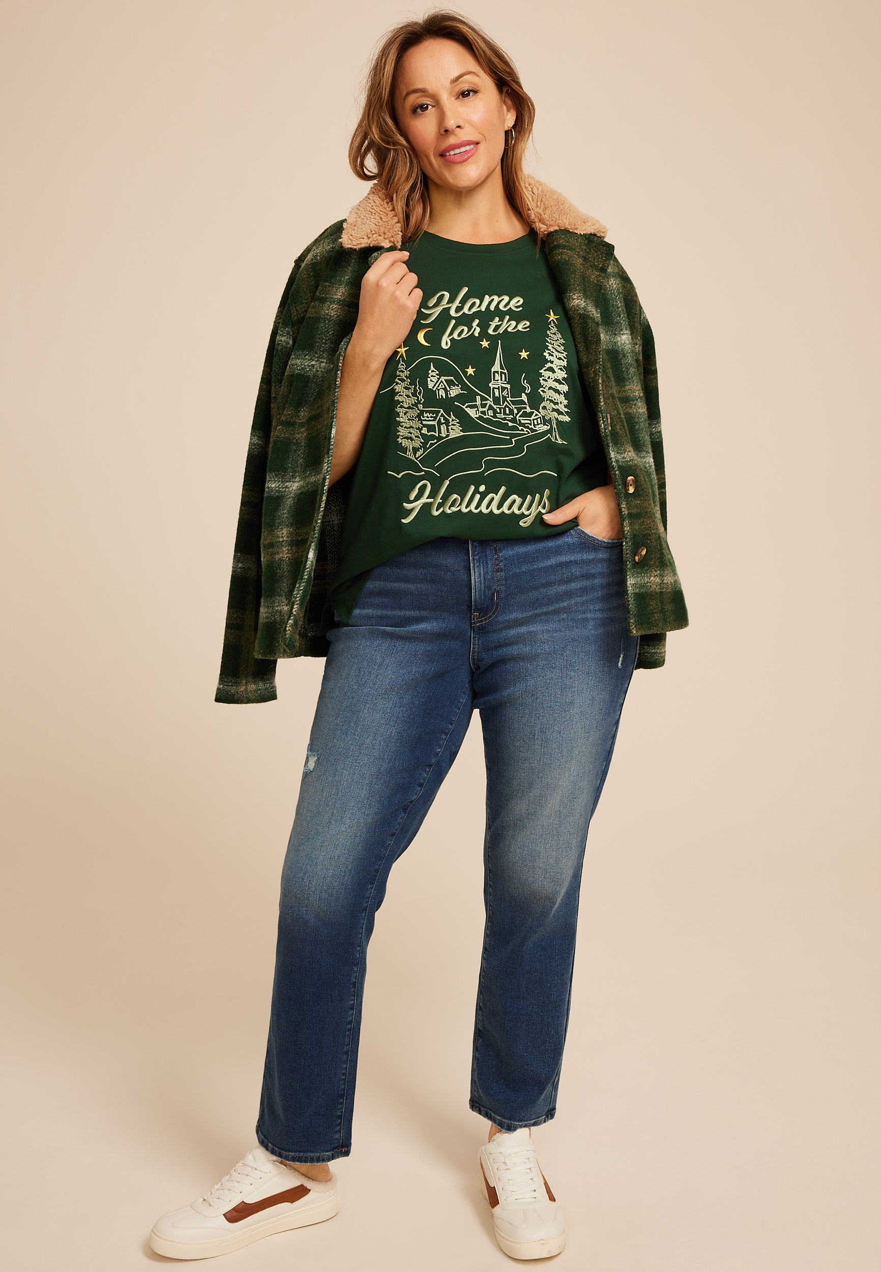 Plus Size Home For The Holidays Classic Fit Graphic Tee, , large