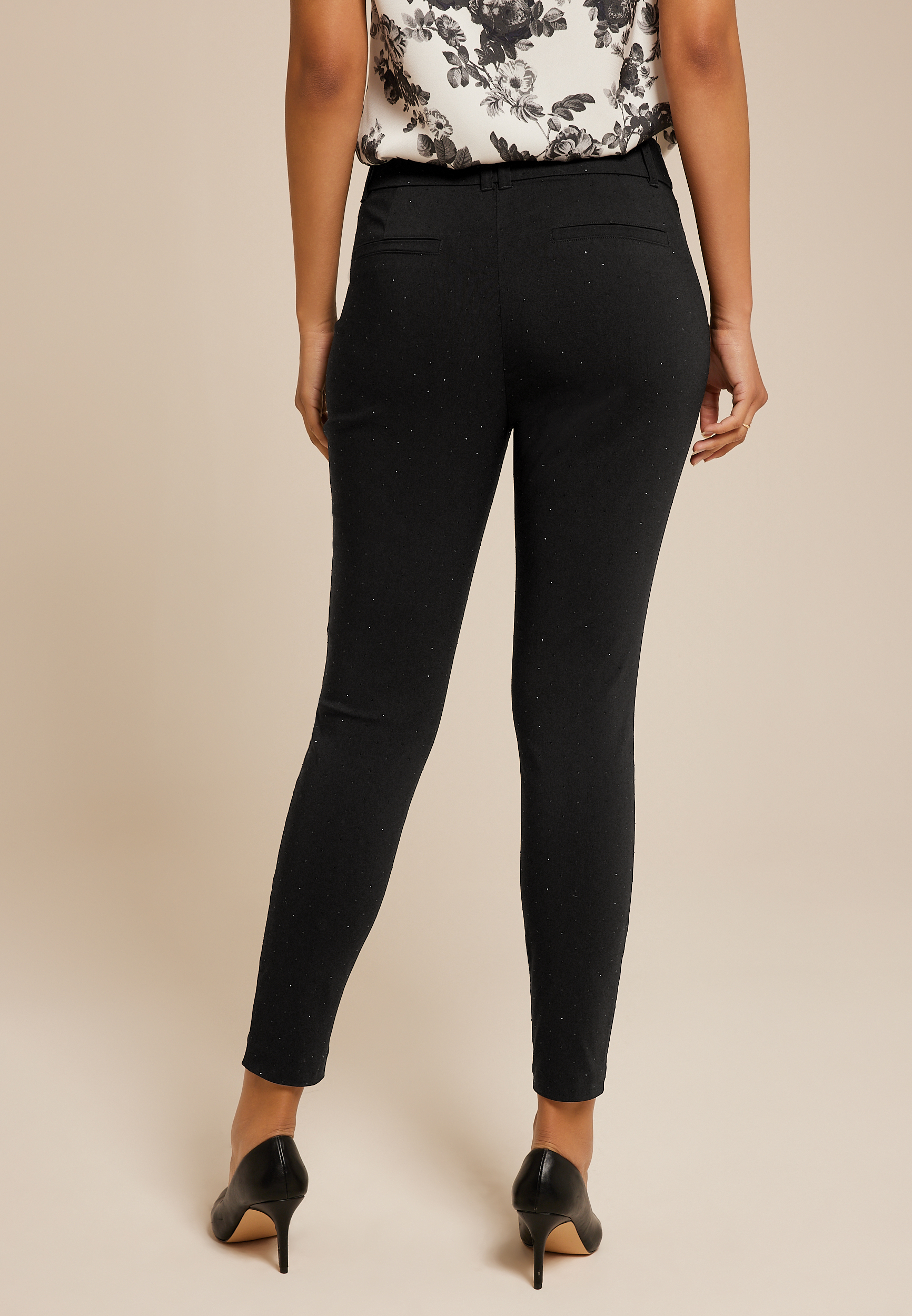 Rhinestone Bengaline High Rise Skinny Pant, , large