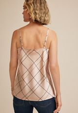 Blush Satin Windowpane V Neck Cami, C7872, small