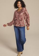 Floral Lace Print Peplum Top, C5232, small