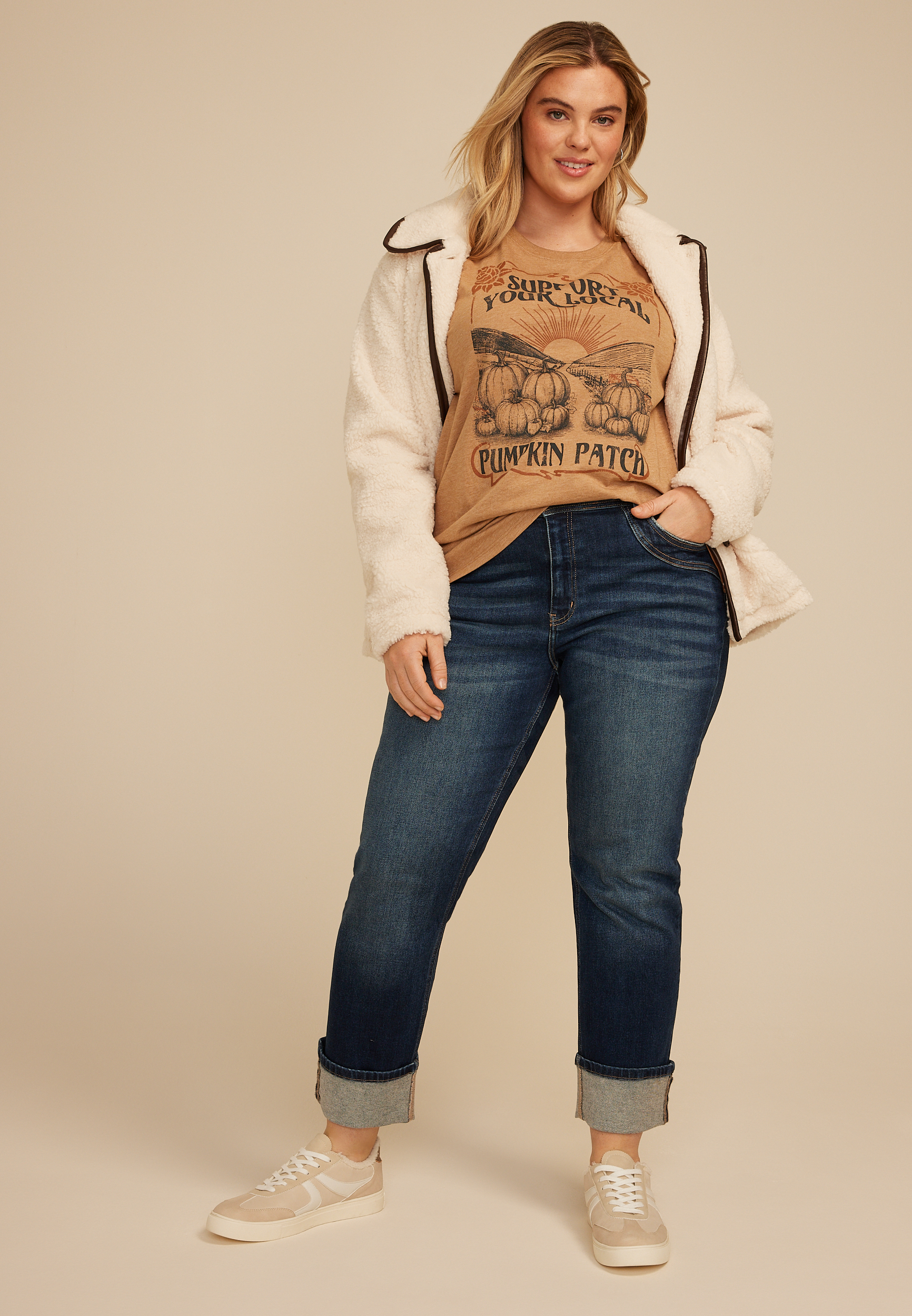 Plus Size Support Your Local Pumpkin Patch Classic Fit Graphic Tee, , large