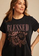 Plus Size Blessed Floral Classic Fit Graphic Tee, C106, small