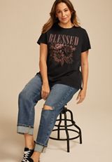 Plus Size Blessed Floral Classic Fit Graphic Tee, C106, small
