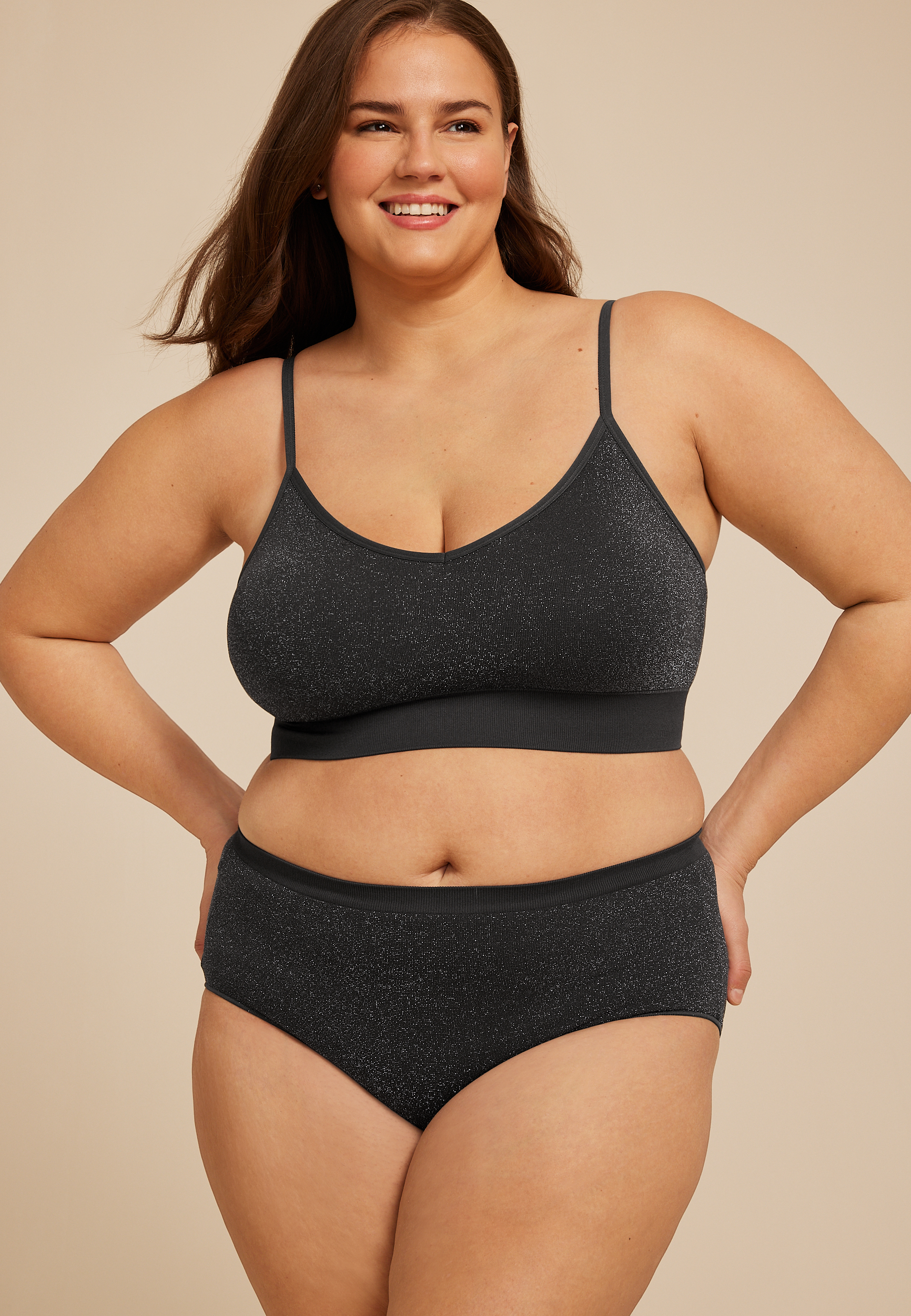 True Stretch Seamless Shimmer High Waist Hipster Panty, C205, large