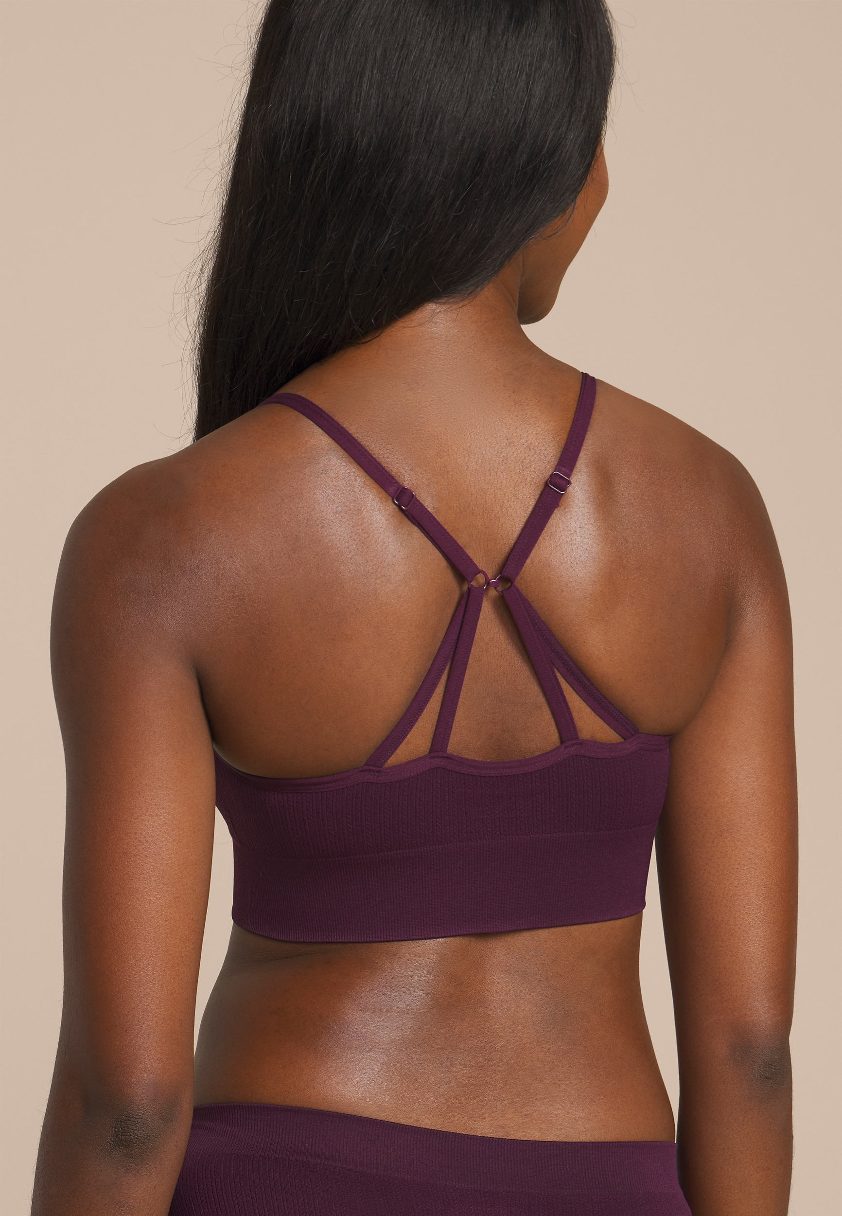 True Stretch Cable Knit Seamless Bralette, POTENT PURPLE, large