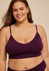 True Stretch Cable Knit Seamless Bralette, POTENT PURPLE, small