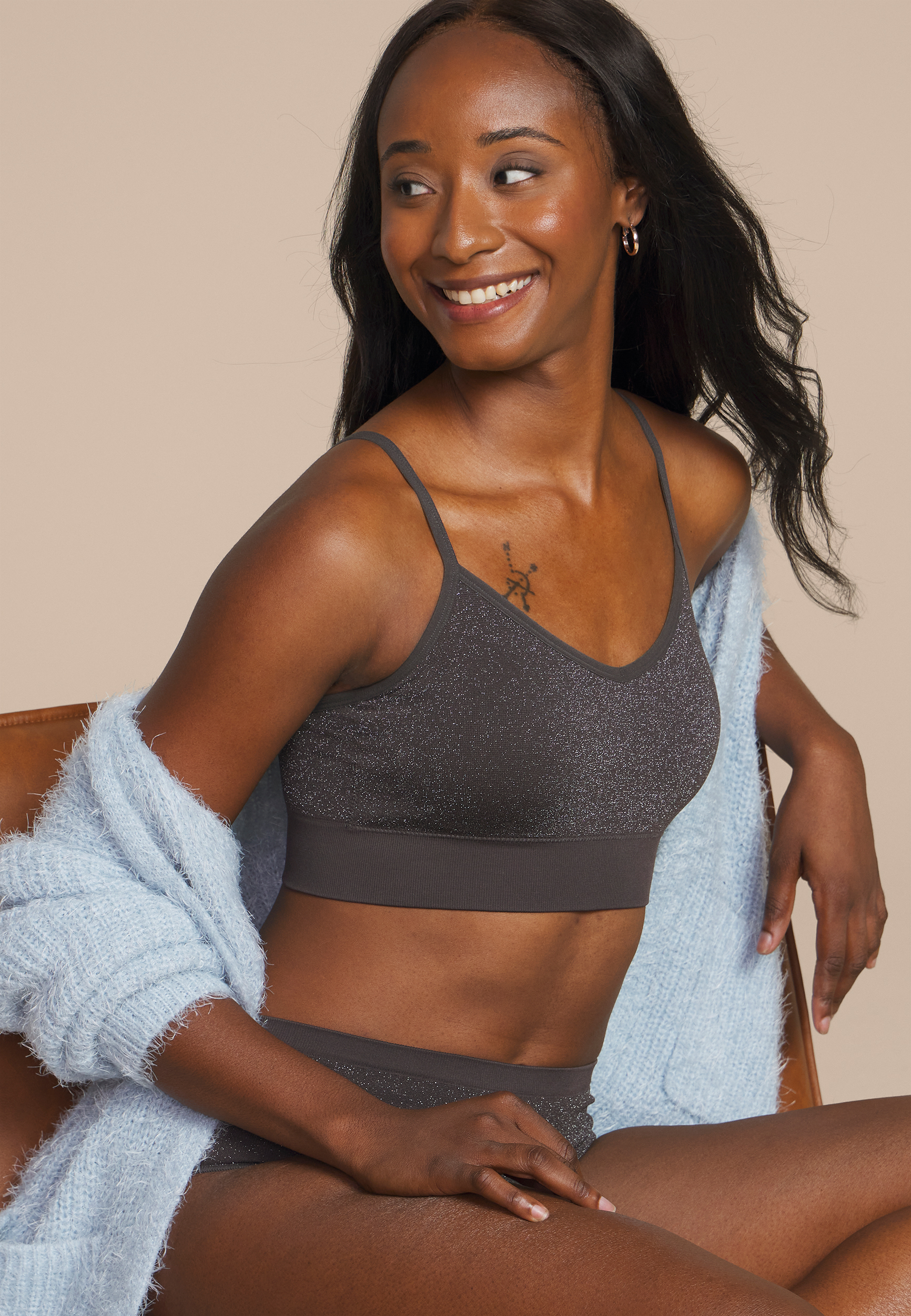 True Stretch Shimmer Seamless Bralette, C205, large