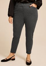 Plus Size Windowpane Ponte Skinny Pant, GRAY COMBO, small