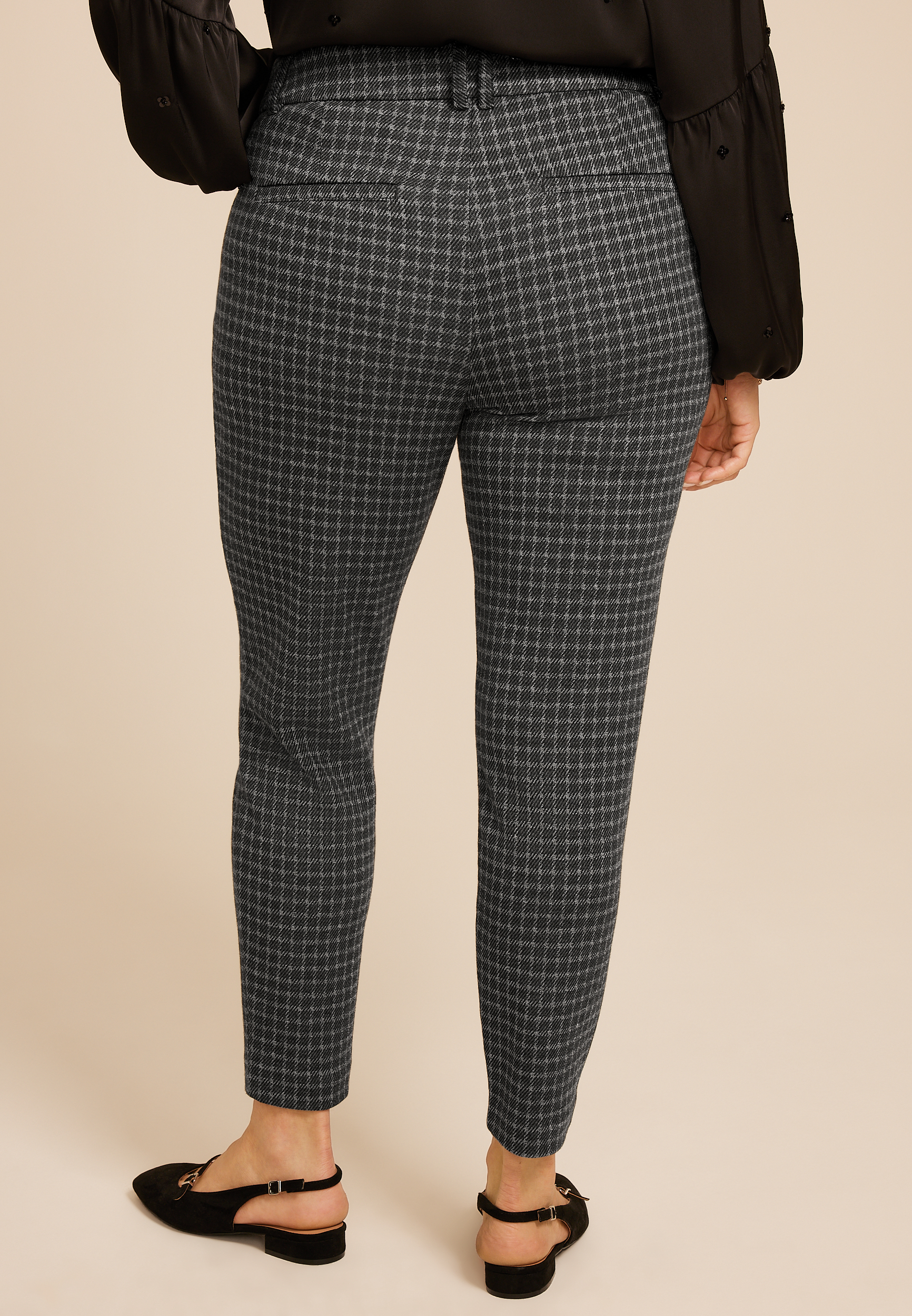 Plus Size Windowpane Ponte Skinny Pant, GRAY COMBO, large