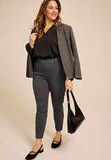 Plus Size Windowpane Ponte Skinny Pant, GRAY COMBO, small