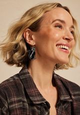 Black Cat Drop Earrings, BLACK, small