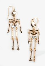 Gold Skeleton Drop Earrings, C605, small