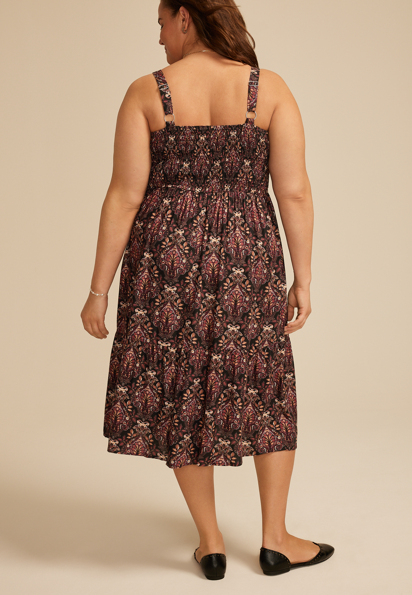 Plus Size Bare Sweetheart Button Front Midi Dress, C1756, large