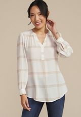 Plaid V Neck Cinched Back Blouse, C1939, small