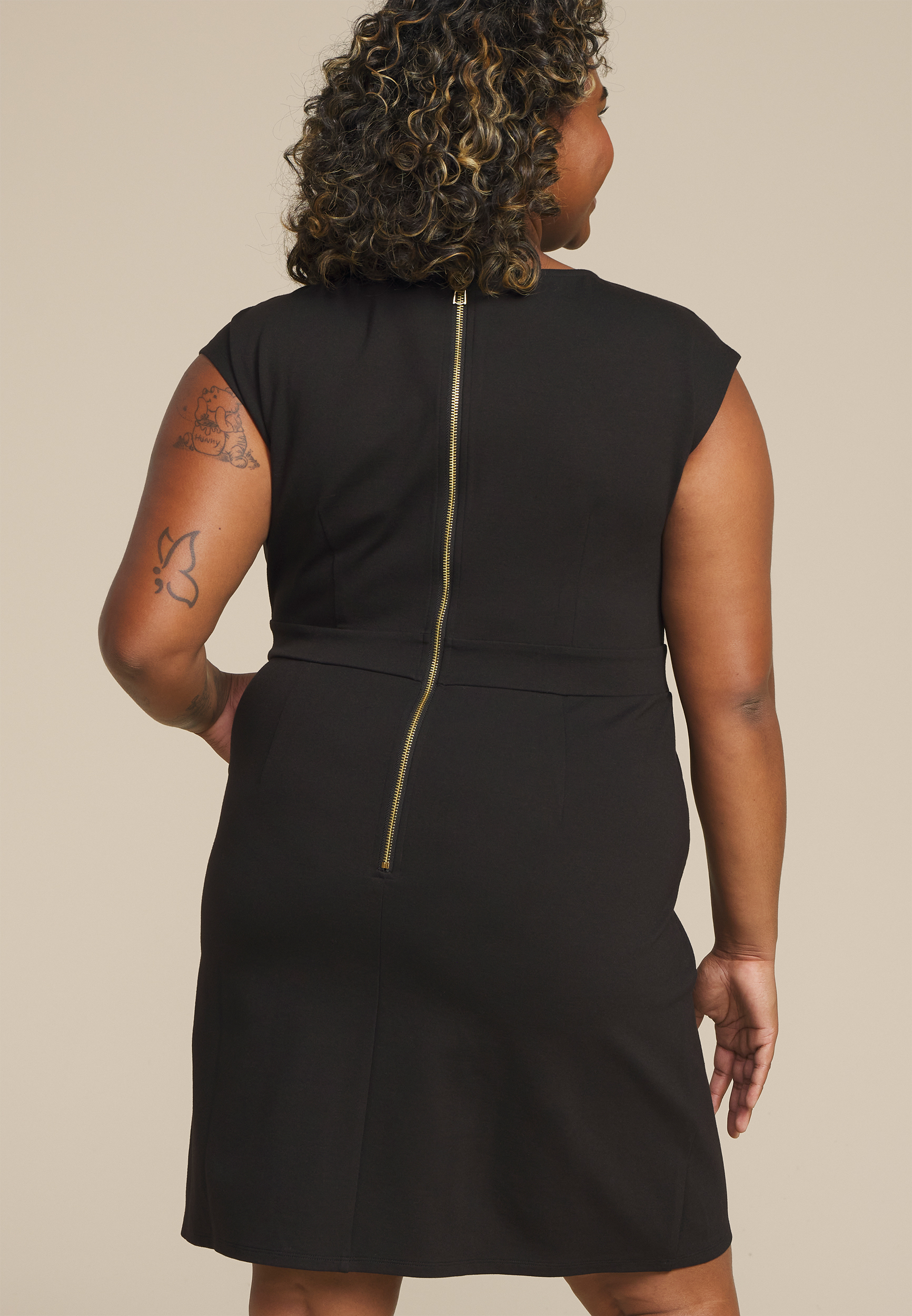 Plus Size Ponte Cap Sleeve Mini Dress, C106, large