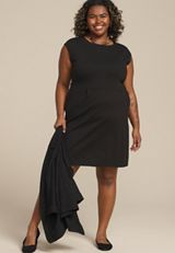 Plus Size Ponte Cap Sleeve Mini Dress, C106, small