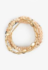 5 Pack Gold Beaded Stretch Bracelet Set, NAVY COMBO, small