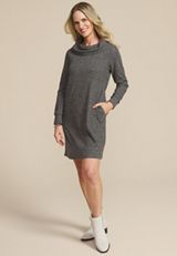 Heather Gray Cowl Neck Sweatshirt Dress, , small
